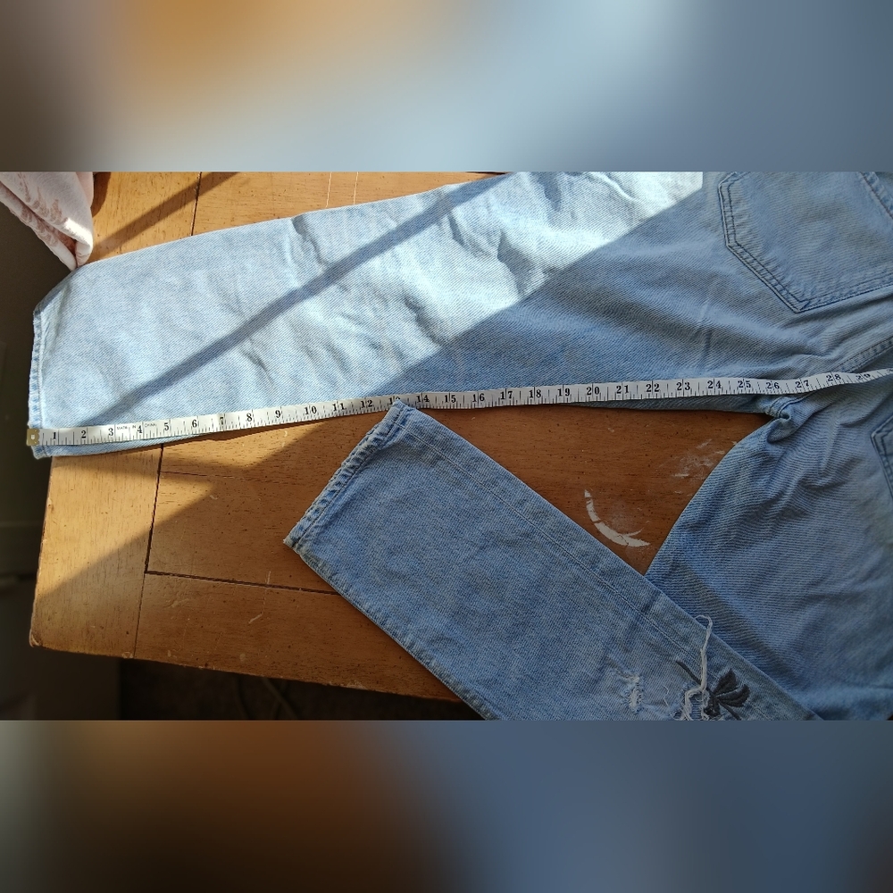 Citizens Of Humanity Light Blue Jeans with Emboidered  Pink Floral Accents - Picture 8 of 8